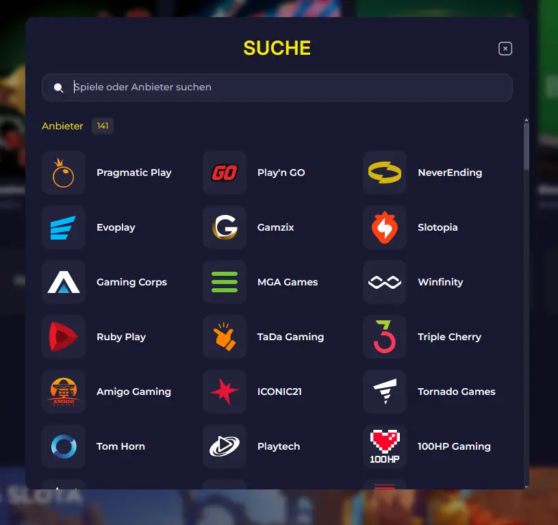 Übersicht der Spiele-Anbieter und Studios bei Slota Casino